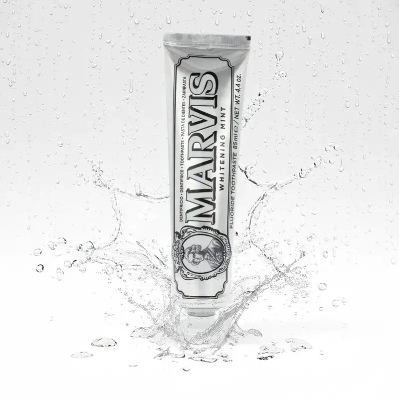 Marvis Bright White Whitening Mint Toothpaste, Brightening Toothpaste, Fresh Mint Flavor Oral Care, Oral Hygiene Products, Bad Breath Killer, Anti-Cavity & Teeth Whitening, 85ML Mouthwash Balm
