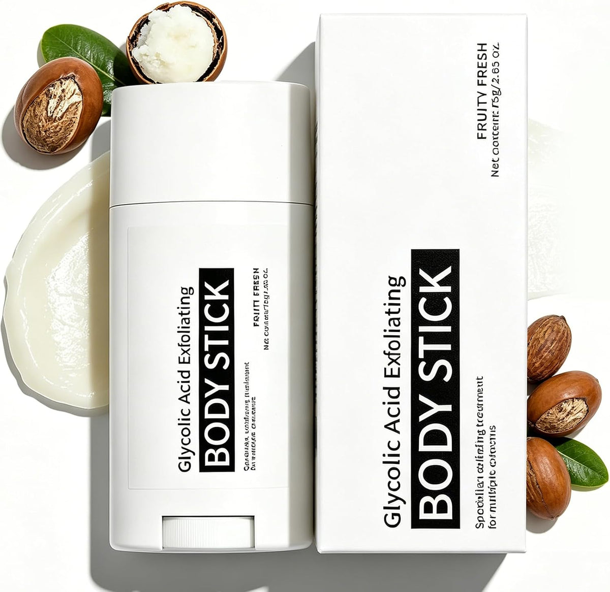 Glycolic Acid Exfoliating Body Stick, Glycolic Acid Stick for Gentle Exfoliation, Smooths Rough Texture, Boosts Radiant Glow, Body Care Balm for Underarms Legs & Full Body, 2.65 Oz