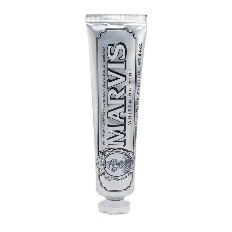 Marvis Bright White Whitening Mint Toothpaste, Brightening Toothpaste, Fresh Mint Flavor Oral Care, Oral Hygiene Products, Bad Breath Killer, Anti-Cavity & Teeth Whitening, 85ML Mouthwash Balm